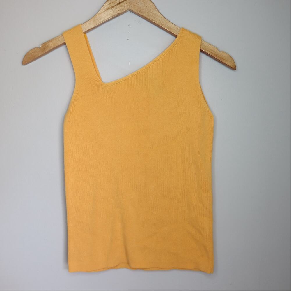 The Limited Stretch Ribbed Tank Top Womens S Yellow Asymmetrical Y2K Cami